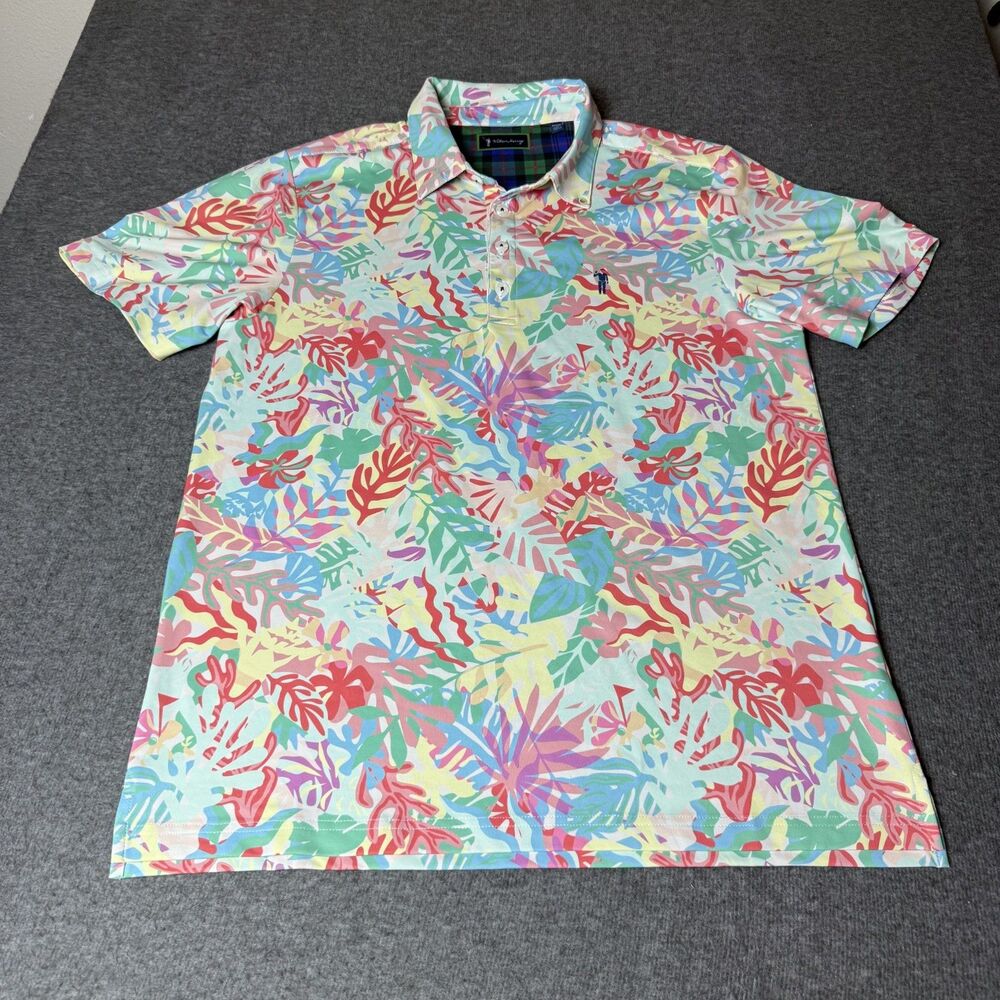 William Murray Golf Polo M Multicolor Floral Stretch Performance Short Sleeve